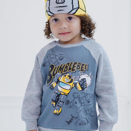 Sudadera de forro polar y gorro de disfraz de cosplay de Bumblebee de Transformers, tallas pequeña a grande (2T - 18-20), gris/amarillo, abeja, 10-12