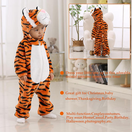 TONWHAR Kids' And Toddlers' Costumes Outfit Animal Onesie Cosplay Costume Baby Romper Jumpsuit (Orange Tiger, 18-24 Months/Height:80-90cm)