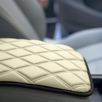 FH Group Neosupreme Beige Diamond Pattern Center Console Pad – Water-Resistant Armrest Cover Protector for Cars, SUVs & Trucks