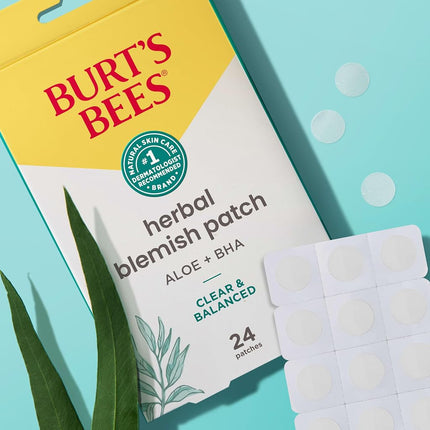 Burt's Bees 24 x Blemish Herbal Plasters with Fermented Willow Bark and Aloe Vera - Soothing Treatment for Grains - 100% Natural