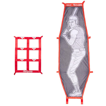 GoSports Baseball & Softball Pitching Kit - Practice Accuracy Training with Strike Zone & XTRAMAN Dummy Batter,Red