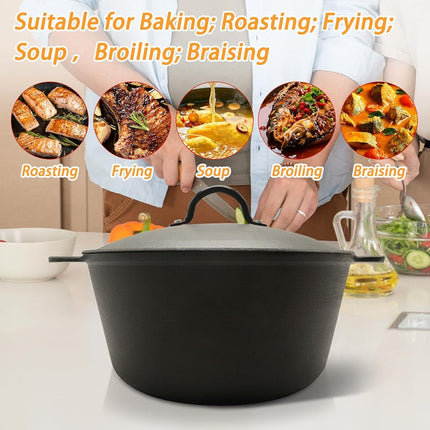 KOOMADE Dutch Oven Pot with Lid- 5.2 Quart Enameled Cast Iron Round Dutch Oven Stockpot With Dual Handles- Oven Safe up to 500°F, Heavy Duty Nonstick Cookware Safe for Bread Baking, Stews, Braising