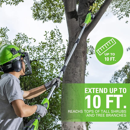 Greenworks 24V Brushless 10" Cordless Polesaw + Pole Hedge Trimmer Combo (Great for Pruning and Trimming Branches/Shrubs), 4.0Ah Battery and Charger Included
