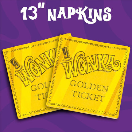 Silver Buffalo Golden Ticket Willy Wonka and The Chocolate Factory Themed Party Pack Set, 60 Piece