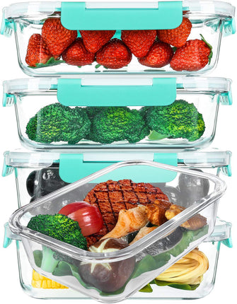 [5-Packs, 36 Oz.] Glass Meal Prep Containers with 