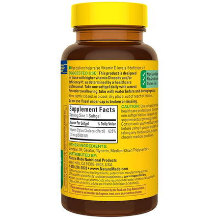 Nature Made Vitamin D-3, 5000IU, 90 Softgels
