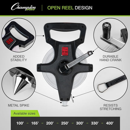 Champion Sports Open Reel Measuring Tape, 400'