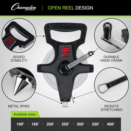 Champion Sports Open Reel Measuring Tape, 165'