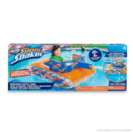 Nerf Super Soaker Megaforce Battle Tank Ride-On � Inflatable Pool Float with Pool-Fed Mega Water Blaster