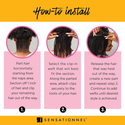 Sensationnel Curls Kinks and co Clip in - Top Lady 10 pouces mèches à clipser texturées, paquet de 9 pièces, ajoute du volume, style protecteur - Curls Kinks and Co Top Lady 10 pouces (1B OFFBLACK)