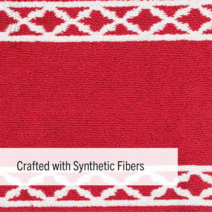 Nautica – Tapis de couloir tufté | Motif à bordure Collin Trellis | Décoration d'intérieur moderne | Antidérapant | Lavable en machine | Tapis pour entrée et couloir | Mesure 66 cm x 244 cm | Rouge et blanc