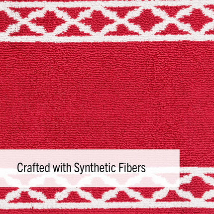 Nautica – Alfombra alargada | Alfombras de pasillo para interiores y alfombras de entrada | Felpudo antideslizante para entrada y cocina | Alfombras lavables a máquina para la entrada | 66 cm x 183 cm | Trellis Red