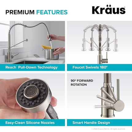 Kraus KPF-1610SFACB Bolden 18-Inch Single Handle Commercial Style Pull-Down Kitchen Faucet with Dual Function Sprayer, Spot Free Antique Champagne Bronze