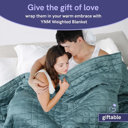 YnM Cooling Weighted Blanket for Adults, Cooling & Cozy Velvet Dual-Sided, Bed Blanket for One Person of 60~75kg, Ideal for Queen/King Bed (152cmx203cm, 6.8kg, Dark/Light Grey)