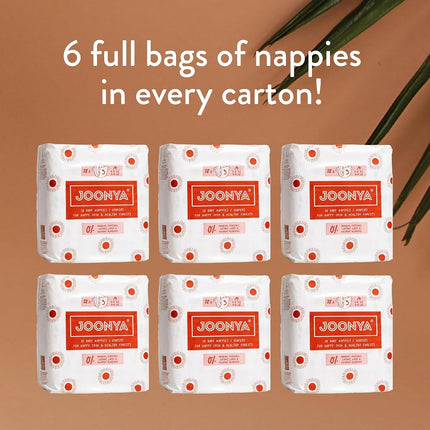 Joonya Baby Nappies, Size 3 M (4-8 kg) - 6 Bags of 28 (168) - Non Toxic, Eco-Friendly, High Absorbency, Overnight Use, Ultra Slim & Soft - Made in Denmark