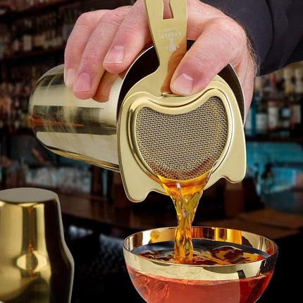 Barfly Fine Mesh Spring Strainer, Gold Plated