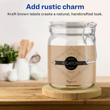 Avery Kraft Brown Rectangle Labels with Sure Feed, 5" x 8-1/8", 100 Kraft Brown Labels, Laser/Inkjet Printable Labels