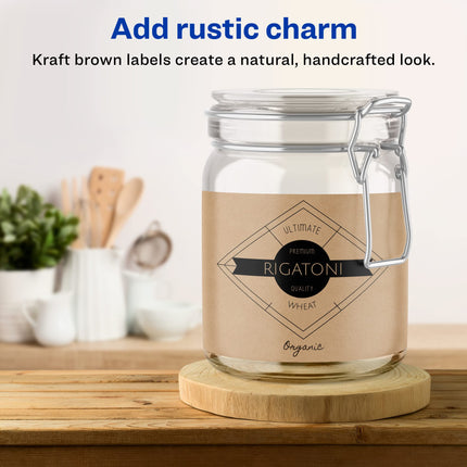 Avery Kraft Brown Rectangle Labels with Sure Feed, 5" x 6", 100 Kraft Brown Labels, Laser/Inkjet Printable Labels