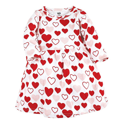 Hudson Baby Baby Girls' Cotton Dresses, Red Pink Hearts, 0-3 Months