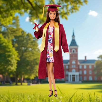 Barbie Signature Graduation Wishes Fashion Doll with Burgundy Robe & Tassel Cap, Collectible Toy in Giftable Packaging, JJX81