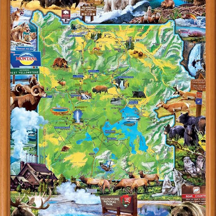 MasterPieces 1000 Piece Jigsaw Puzzle for Adults - Yellowstone National Park Map - 19.25"x26.75" - National Parks Collection - Challenging Puzzle for Adults and Family
