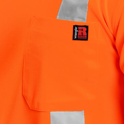 Wrangler Camiseta de manga corta de alto rendimiento de alta visibilidad para hombre, bolsillo, amarillo de seguridad, grande