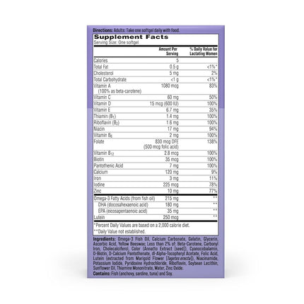ONE A DAY Postnatal Complete Multivitamin for Post-Pregnancy with Folic Acid and Omega-3 DHA, 60 Count