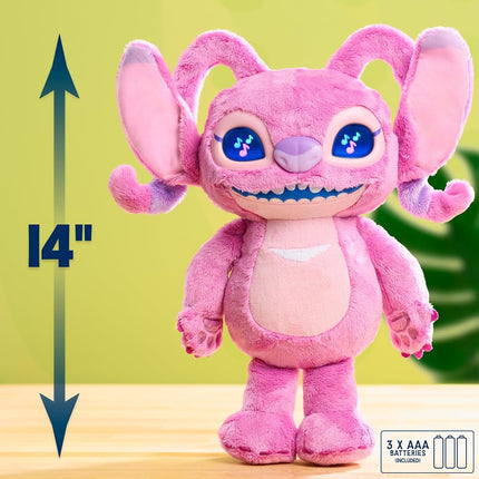 Just Play Disney Stitch Angel Many Moods 34 cm Interactive Plush, 50+ Sounds & Effects, Expressive LCD Eyes Show Her Moods, Toy for Fans, Girls, Boys, Kids 3 and Up