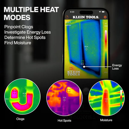 Klein Tools TI223 Mobile Thermal Imaging Camera Thermal Imaging Camera for iOS Android 19,200 Pixels, Wide Temperature Range from -4 to 752 Degrees Fahrenheit, Professional Infrared Camera