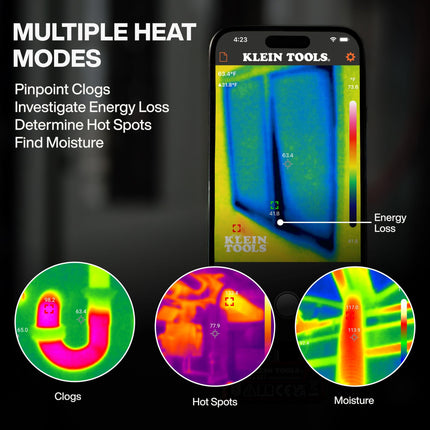 Klein Tools TI223 Mobile Thermal Imaging Camera Thermal Imaging Camera for iOS Android 19,200 Pixels, Wide Temperature Range from -4 to 752 Degrees Fahrenheit, Professional Infrared Camera