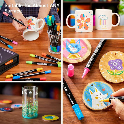 Shuttle Art Acrylic Felt, 80 Colours Double Tip Acrylic Paint Markers (Fine and Shark), Acrylic Marker on Ceramic Plastic Canvas, Felt Paint for Calligraphy, DIY