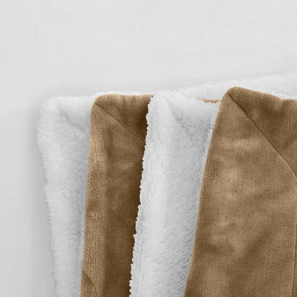 Elegant Comfort Reversible and Ultra-Plush Flannel Fleece Sherpa Throw- Lightweight Soft and Cozy- All Season Decorative Throw, Perfect for Lounging, 50 x 60 inches, Taupe