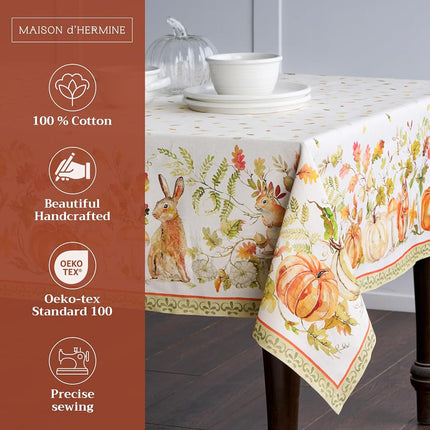 Maison d' Hermine Table Cloth Rectangle Table Reusable 100% Cotton 60"x120"