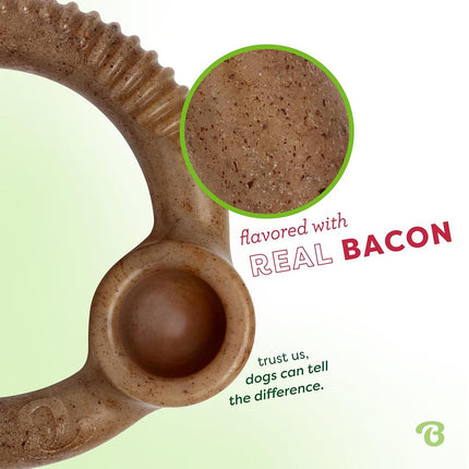 Benebone Ring Dog Chew Toy for Aggressive Chewers, Real Bacon, Large