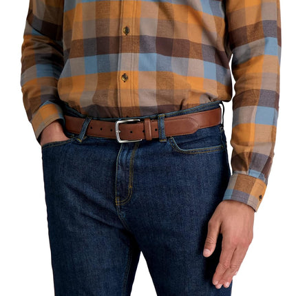 Columbia Men's Casual Leather Belt-Jeans Khakis Dress Silver Prong Buckle, Tan, Waist 46