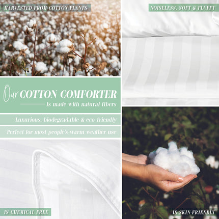 Elegant Comfort Premium Hotel Quality 1200 Thread Count 100% Egyptian Cotton, Juego de edredón de algodón de 3 piezas a rayas con relleno alternativo de plumón - Acolchado - Relleno de edredón con 4 pestañas en las esquinas, King, Blanco