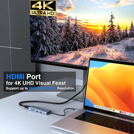 oditton 6 in 1 USB C HUB, USB C Hub with 4K HDMI, 100W PD, 3 x USB 3.0, SD/TF Card Reader for Laptops and Smartphones, Compatible for USB C Laptops Dell/HP/Surface and More