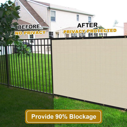 Coonoble Malla de ocultación para valla, para exteriores, 2,4 m x 15,2 m, color beige, de alta resistencia, con ojales, para patio, jardín, balcón