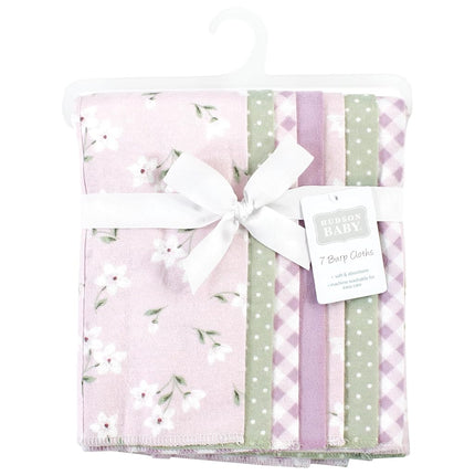 Hudson Baby Unisex Baby Cotton Flannel Burp Cloths, Purple Dainty Floral 7 Pack, One Size