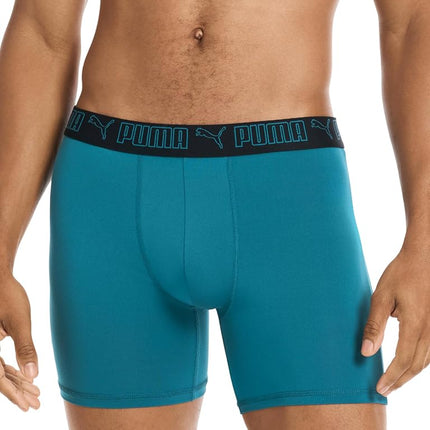 PUMA Men's 5 Pack Performance Boxer Briefs, Blue/Green/Black, XL