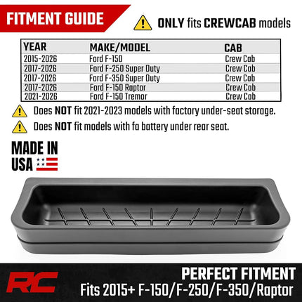 Almacenamiento personalizado bajo el asiento de Rough Country para Ford F-150 de 15-23 - RC09281A, trasero, negro