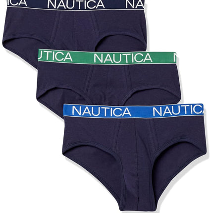 Nautica Men's 3 Pack Cotton Stretch Brief, Peacoat