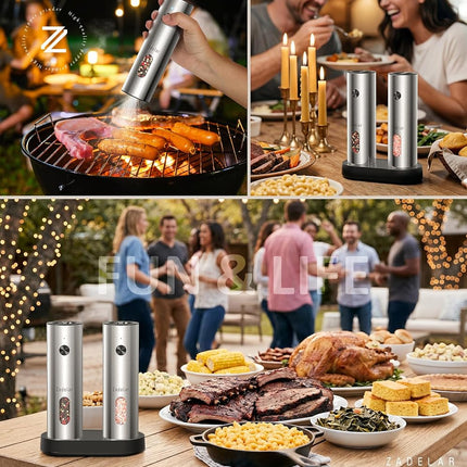 Salt and Pepper Grinder Set Electric,Rechargeable Salt and Pepper Shakers Stainless Steel with USB C Dual Charging Base,Upgraded Large Capacity,Adjustable Coarseness,LED Light,Ideal for Mom