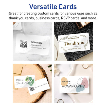 Avery Printable Rectangle Business Cards with Sure Feed Technology, 2" x 3-1/2", Glossy White Cardstock, Laser/Inkjet, 500 Total