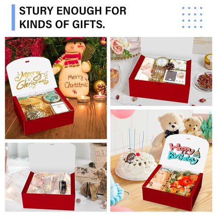 PEKGRIL 15 PCs Gift Boxes with Lids, Red 10X8X4 Inch Gift Boxes, Bridesmaid Proposal Box with Ribbon, Kraft Paper Boxes for Wedding, Packaging, Present, Birthday, Christmas, Party