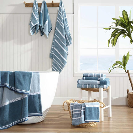 Nautica - Bath Towels, Soft & Absorbent Bathroom Essentials, Oeko-Tex Certified (Belle Castle Blue, 6-Piece)