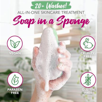 Spongeables Anti Cellulite Body Wash in a 20+ Wash Sponge, Fresh Aloe, 1 Count