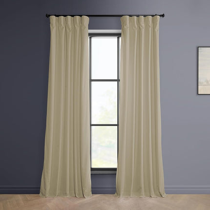 HPD Half Price Drapes Heritage Plush Velvet Curtains 108 Inches Long Room Darkening Curtains for Bedroom & Living Room 50W x 108L, (1 Panel), Light Beige