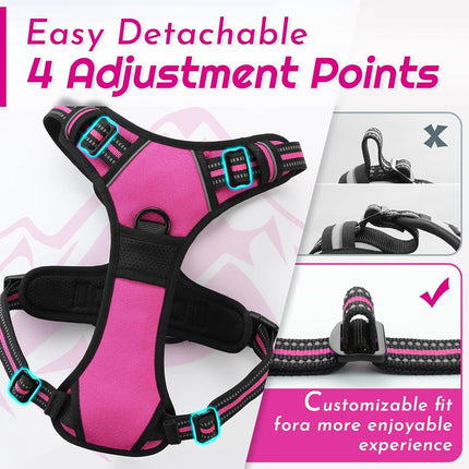 Eagloo Dog Harness Medium, No Pull Adjustable Vest with 2 Lead Clips