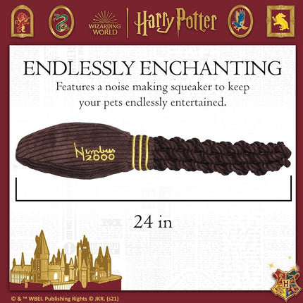 Harry Potter Nimbus 2000 Rope Pet Toy, 14 Inch | Nimbus 2000 Dog Toy for Tugging with Crinkle and Squeaker